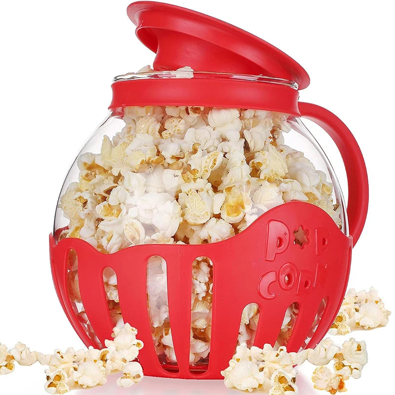 2.25QT Microwave Glass Popcorn Popper with Silicone Lid