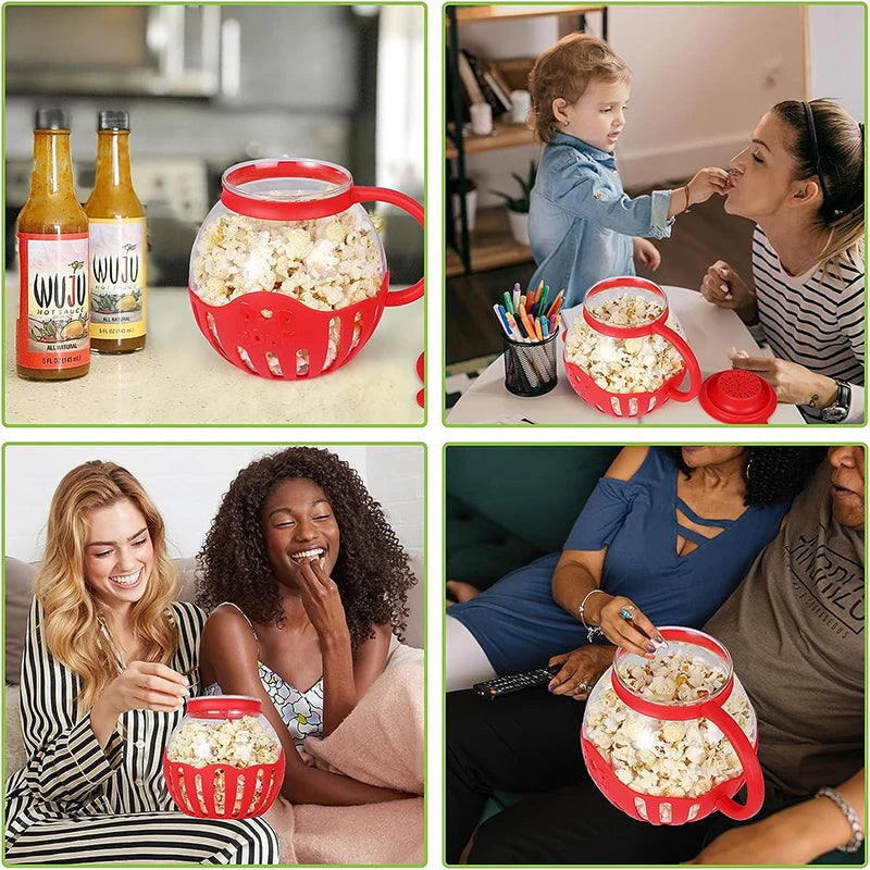 2.25QT Microwave Glass Popcorn Popper with Silicone Lid