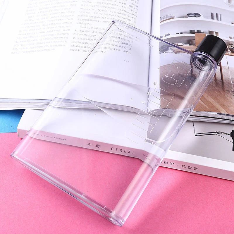 Portable Book Paper Cup Bottle Flat Water Bottle Environment-Friendly External Sports Drinking Bottle Transparent Plastic Kettle