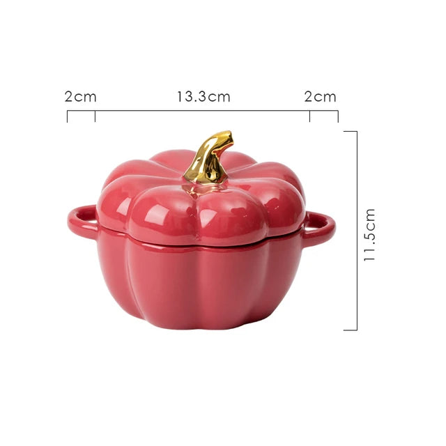 Pumpkin Shape Ceramic Bowl with Lid Halloween Party Decoration Tableware