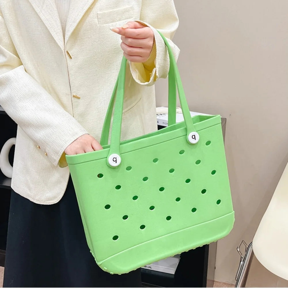 Beach Bag Waterproof And Washable Handbag EVA Beach Basket Women Picnic Tote Bag Holes Pouch Shopping Shoulder Bag