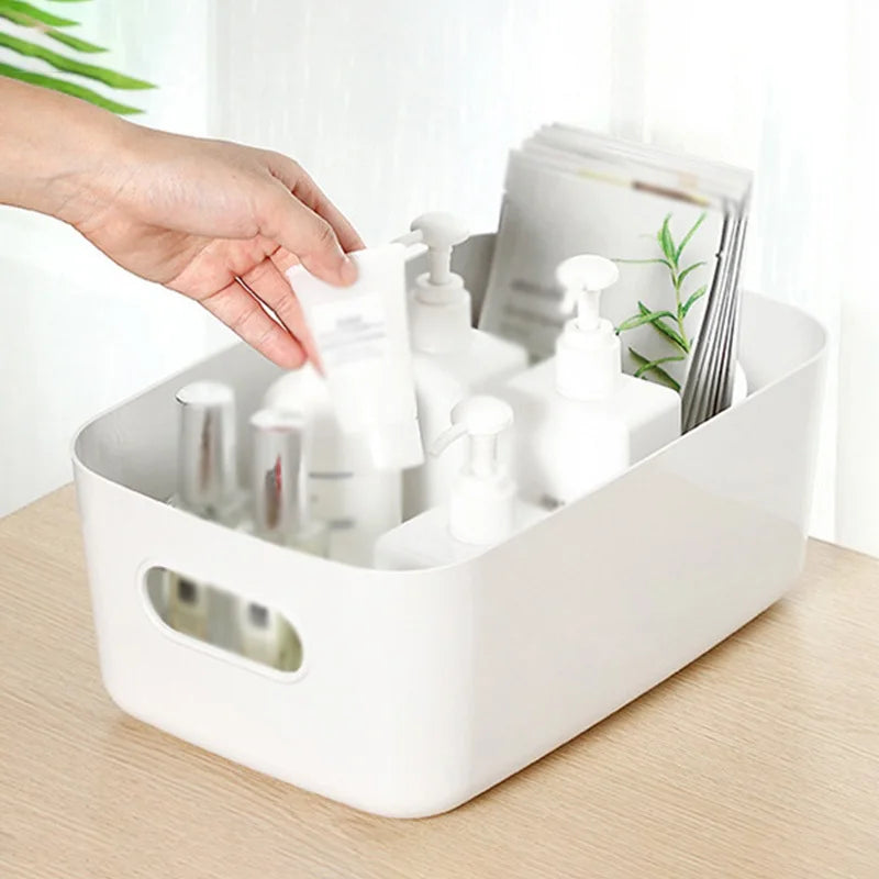 Desktop plastic cosmetic storage box Bathroom kitchen storage basket S-L Dormitory miscellaneous storage box 1 Pcs