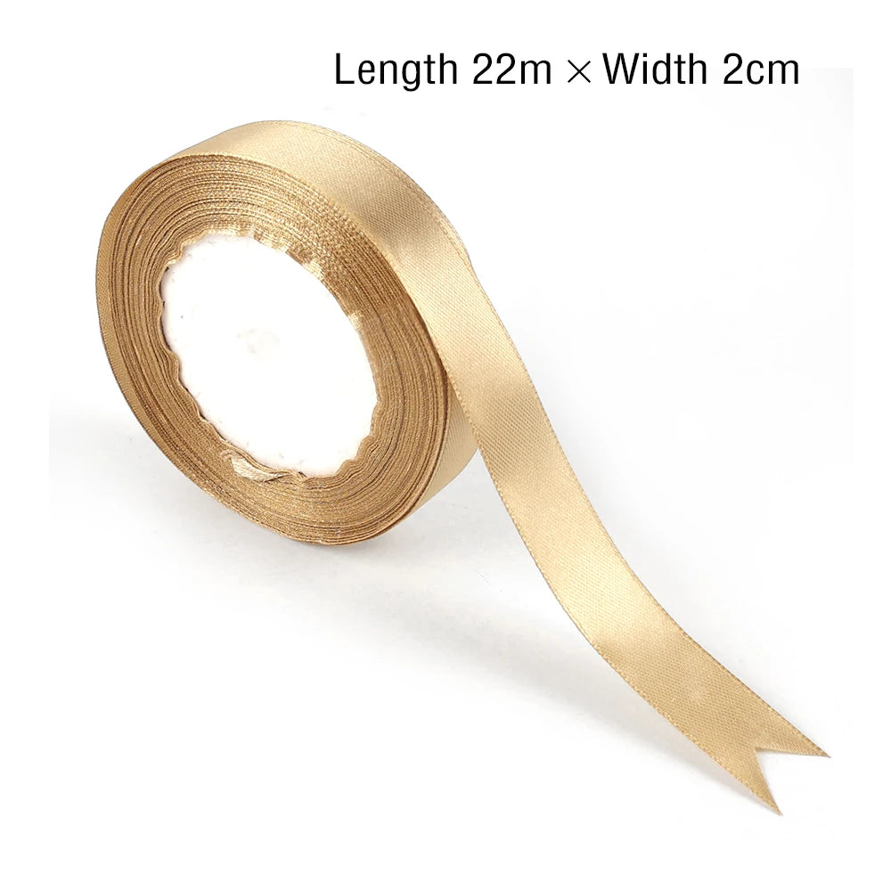 1Roll Gift Wrapping Ribbon Champagne Gold Packing Ribbon Sash Wedding Party Supplies Event Anniversary Banquet Decoration