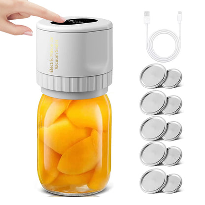 Machine à sceller sous vide électrique pour bocaux Mason, kit de mise sous vide sans fil pour bocaux Mason à ouverture large et régulière, pour le stockage des aliments