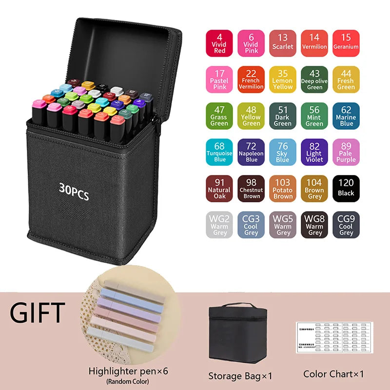 24/36/48/60/80/120/168/262 Colors Dual Tip Permanent Art Sketch Markers for Illustration