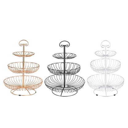 Metal Wire 3 Layer Storage Basket Fruit Bowl Detachable Metal Cake Stand Decorative Dessert Holder Organizer