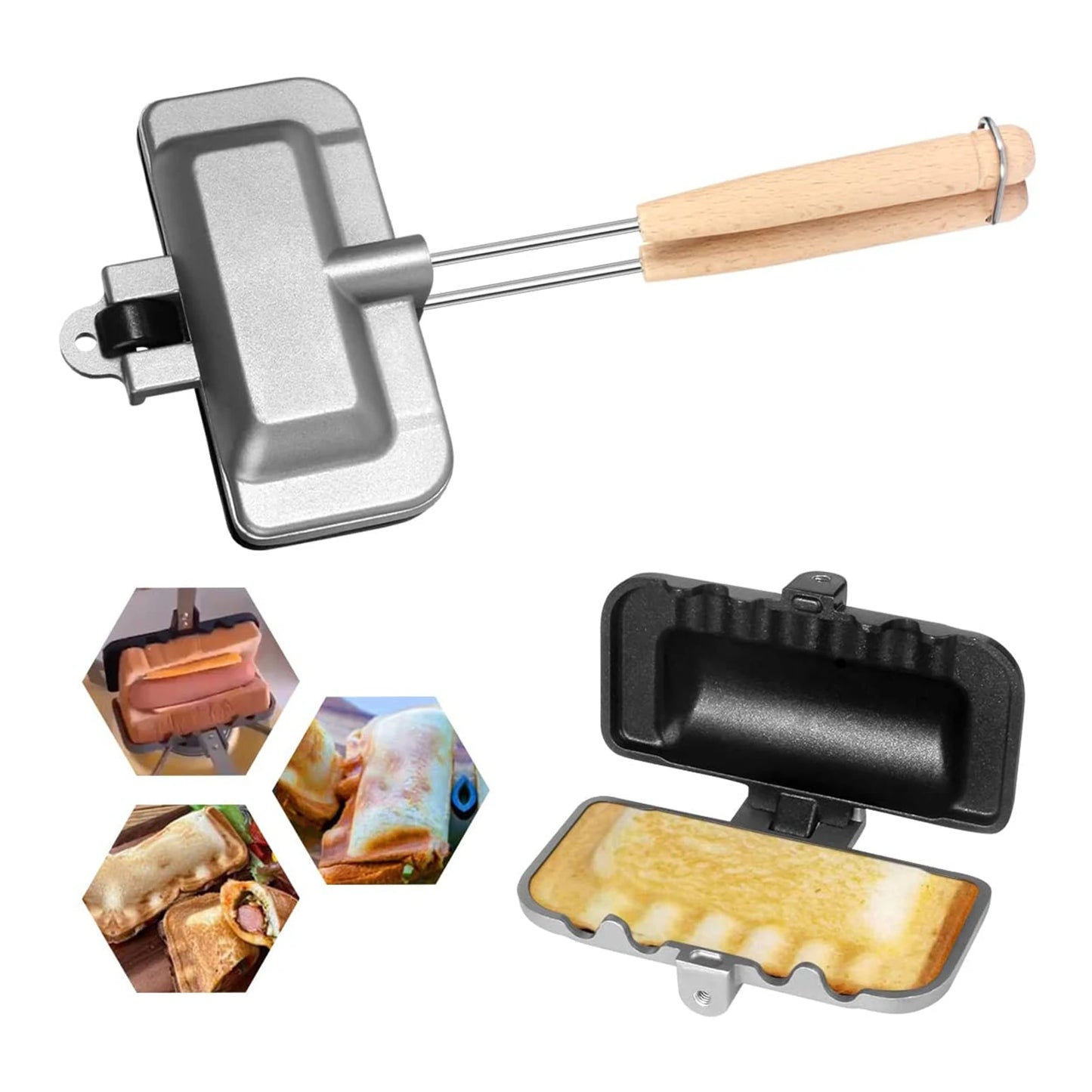 Breakfast Machine Sandwich Machine Non Stick Aluminum Alloy Hot Dog Toaster Bread Toast Waffle Pancake Baking Barbecue Oven Mold