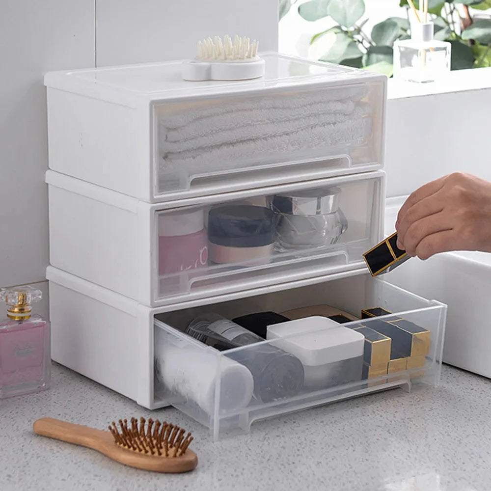 Desktop Storage Box Drawer Style Kitchen Storage Box Single-Layer Stackable Makeup And Jewelry Sorting Box