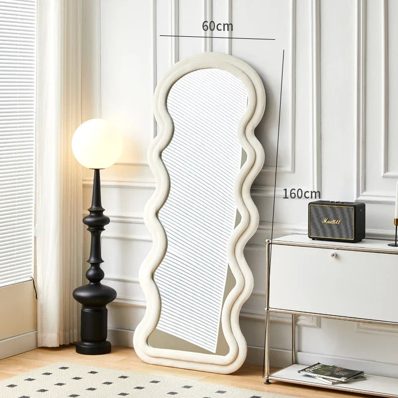 Wavy Floor Mirror Big Full Body Items Irregular Cosmetics Mirror Garden Travel Moon Portable Custom Espelhos Home Decorations