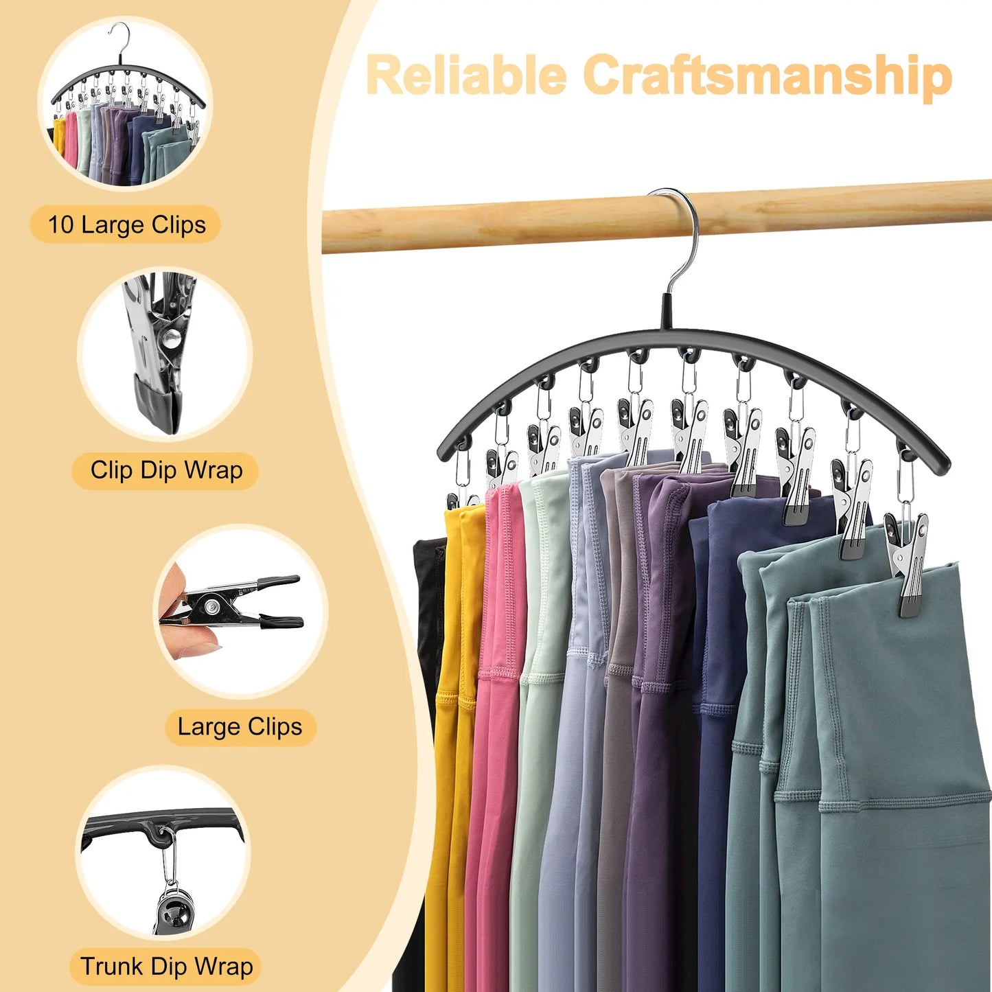 Stainless Steel Clothes Drying Hanger Windproof Clothing Rack 10 Clips Sock Laundry Airer Hanger Underwear Socks Holder Hangers