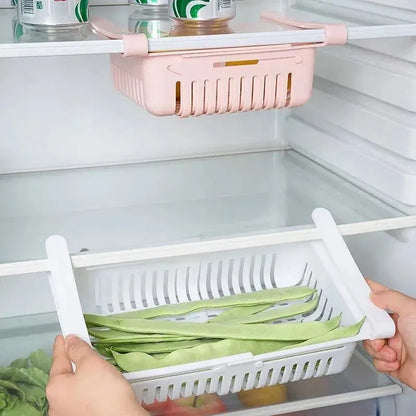 1Pc Refrigerator Storage Basket Flexible Expandable Fridge Organizer Drawer Storage Rack Storage Fresh Box Freezer Box Storage