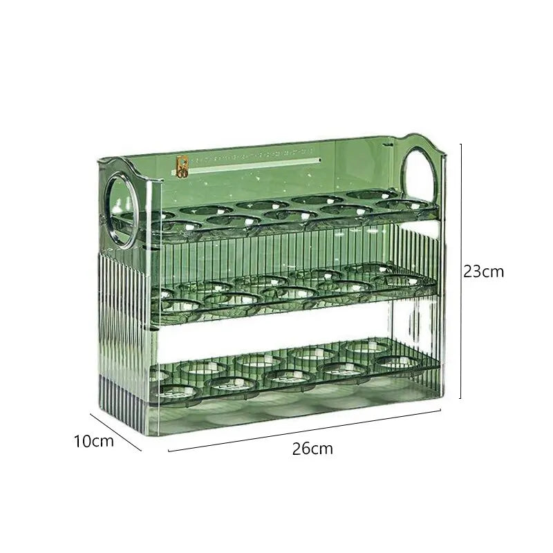 Kitchen Large Capacity Egg Fridge Storage Box - Portable Multi-Layer Egg Tray Organizer, Convenient Opening/Closing Egg Holder