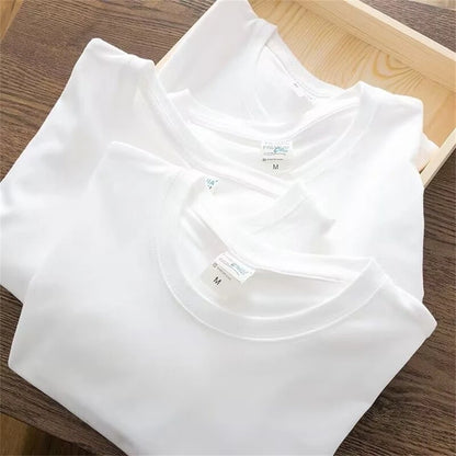 Men/Women T Shirt Summer Cotton Tops Women Solid Color