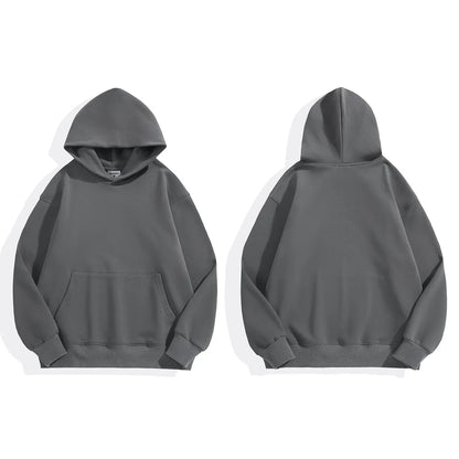 16.9oz 480gsm Heavy Weight Cotton Plus Velvet Hooded Sweater Men Thickened Tight Polar Fleece Pullover Hoodie Women Sweatshirt