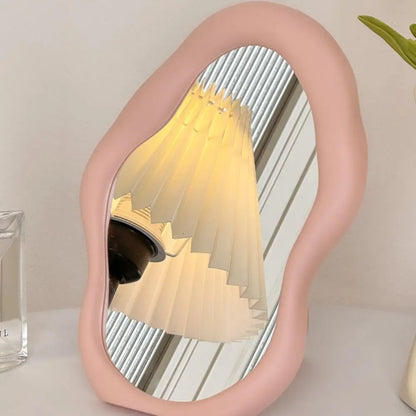 1PC Cream Style Makeup Mirror Decorative Irregular Simple Standing Dresser Mirror Cloud Shaped French Hairdressing Wall Mirror