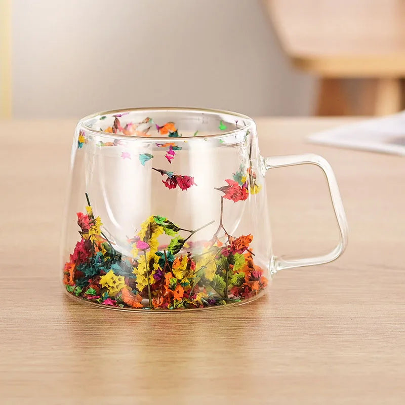 YWDL 180/250/350/400ml Double Wall Glass Cup Tea Cups Coffee Mugs With Handle Party Milk Juice Drinkware Festival Gift