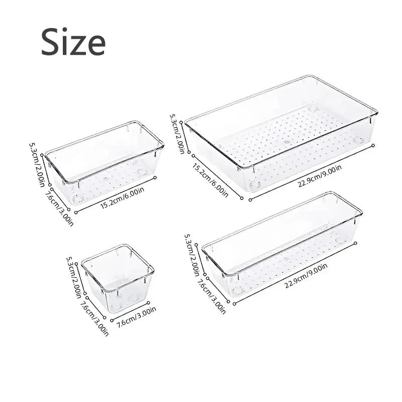 4/8/13/25Pcs Clear Drawer Organizers Set Clear Desk Dividers Bin Sundries Organizer Office Desk Storage Box for Makeup Jewelries