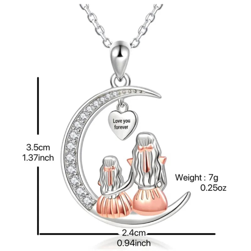 Collier avec pendentif lune maman fille