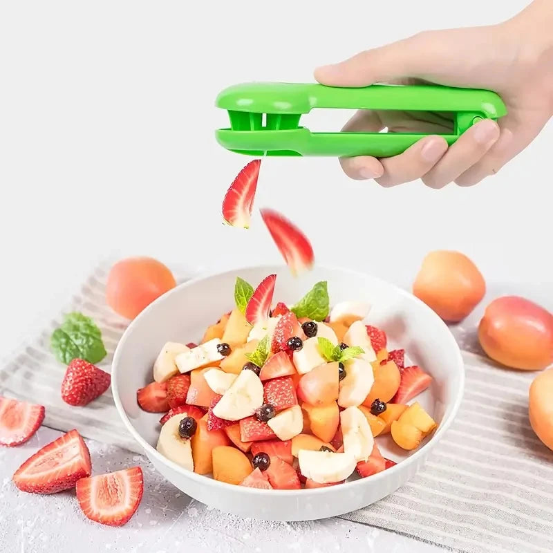 Grape Tomato Cherry Strawberry Cutter, Green Multifunctional Vegetable And Fruit Cutter, No Blade, Creative Kids Supplies