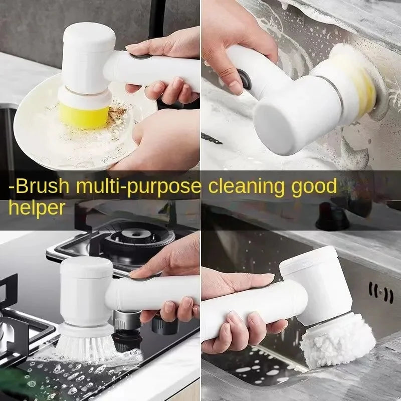 Electric Spin Scrubber,Bathroom Cleaning Brush Power Scrubber with 5 Replaceable Brush Heads, Electric Cleaning Brush