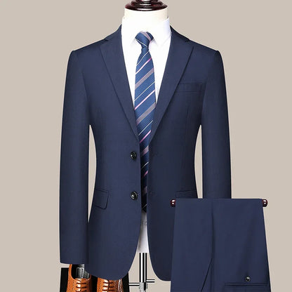 2024 Two-button Suit for Men (suit + Trousers) Handsome Slim-fit Business Professional Work Formal Two-piece Set  S-6XL