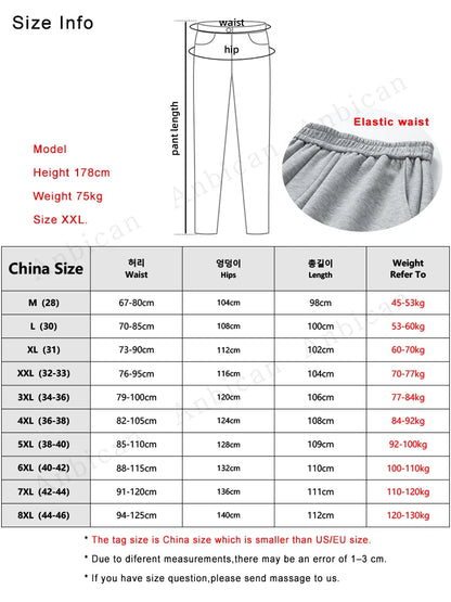 2023 Autumn New Sweatpants Men Multi-Pockets Drawstring Cotton Casual Track Pant Male Loose Straight Trousers Large Size 8XL