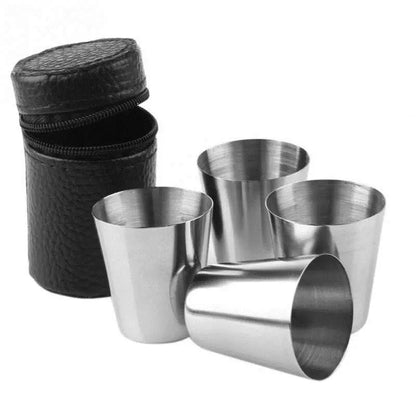 4/6Pcs Outdoor Practical Travel Stainless Steel Cups Mini Set Glasses For Whisky Wine With Case Portable Drinkware 30ml/70ml