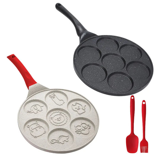 7 Cup Pancake Pan Nonstick Breakfast Griddle Dinosaur Animals Waffle Maker Pancake Mold Pan for Kids Egg Omelet Crepe Frying Pan