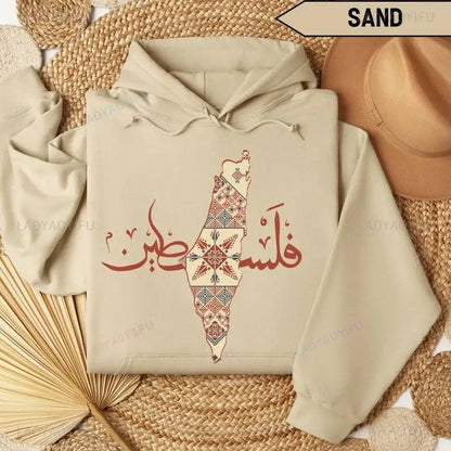 New in Hoodies Palestine Traditional Hoodie Arabic Calligraphy Sweatshirt Palestine Pullover Women Gift Activist Protest Gifts