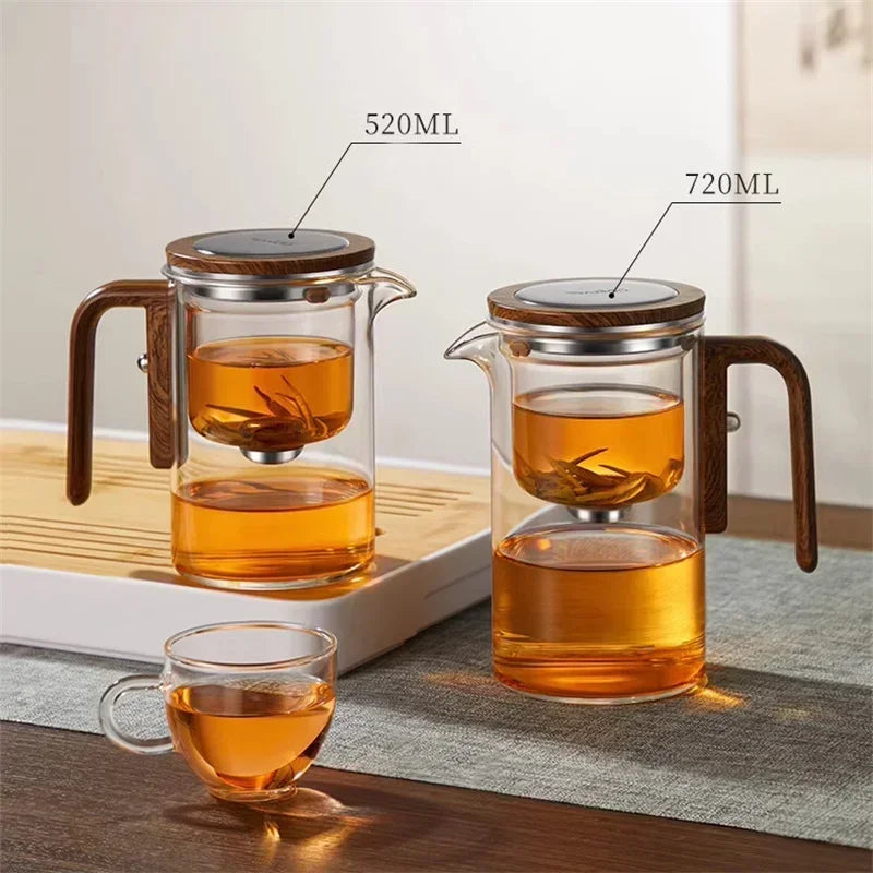 One Click Magnetic Switch Tea Separation Filtration Glass Tea Pot