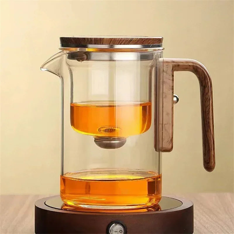 One Click Magnetic Switch Tea Separation Filtration Glass Tea Pot