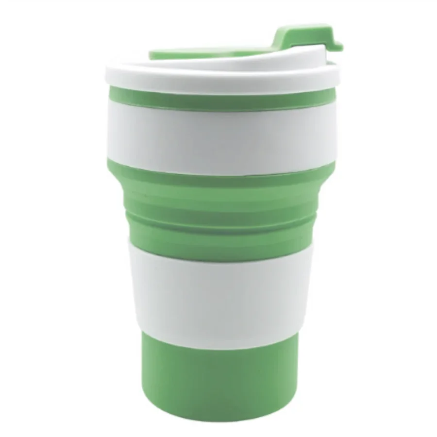 350ML Food-Grade Silicone Folding Cup, With Lid, Reusable Portable Coffee Cup, Hot Drink ,Suitable For Travel And Camping