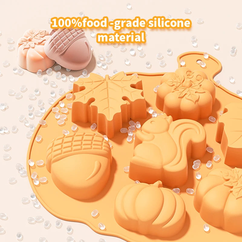 Pumpkin Silicone Baking Molds Harvest Halloween Pumpkin Chocolate Cake Fondant Pastry Mould Candle Soap Molds Home Kitchen Tools