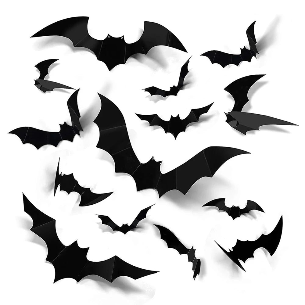 Halloween Bats Decoration,Black Pvc Bats On The Wall Decor,Halloween Bat Wall Stickers,Horror Front Porch Decor