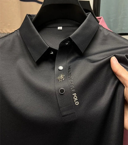 Brand high-end ice silk short sleeved men's POLO shirt 2024summer fashionable embroidery design top breathable and cool T-shirt