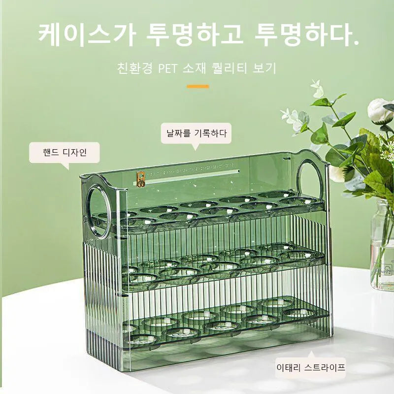 Kitchen Large Capacity Egg Fridge Storage Box - Portable Multi-Layer Egg Tray Organizer, Convenient Opening/Closing Egg Holder