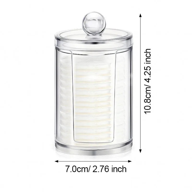 Qtip Holder Dispenser  Clear Bathroom Organizer Jar  Swab/Pad/Ball Holder Container Cosmetics Storage Boxes for Vanity