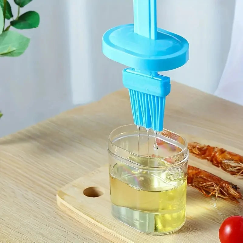 1 brosse à huile pour crêpes, brosse à huile intégrée avec bouteille, outil de cuisson à haute température pour la cuisine et la maison