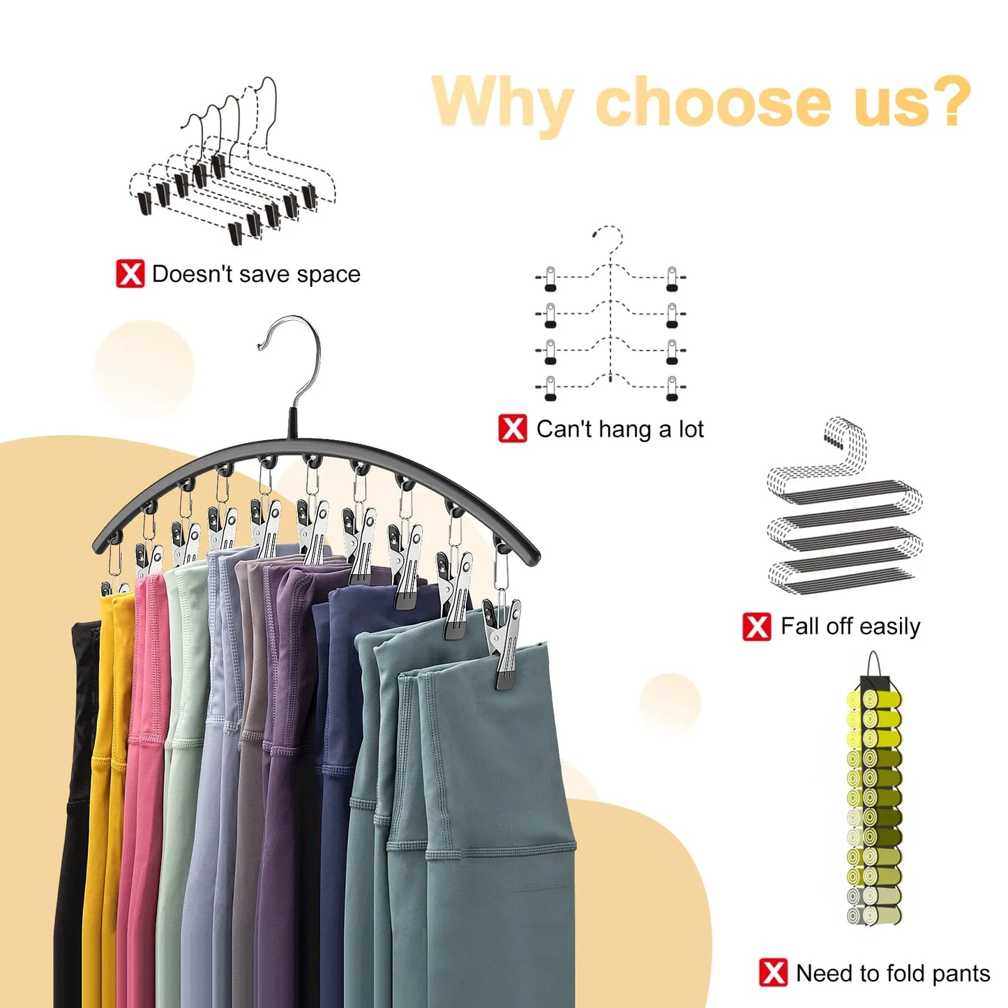 Stainless Steel Clothes Drying Hanger Windproof Clothing Rack 10 Clips Sock Laundry Airer Hanger Underwear Socks Holder Hangers