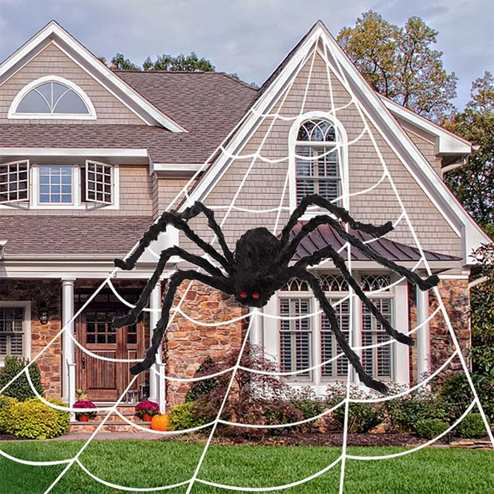 200cm Giant Halloween Spider Decoration,Large Outdoor Plush Spider Decorations,Scary Huge Fake Spider Props Like Professional