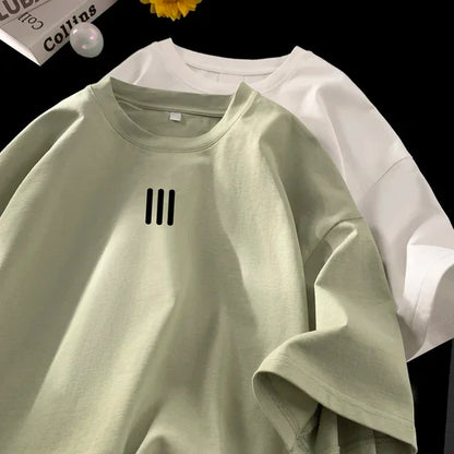 Men's Oversized T-shirts Mens Cotton T Shirt White 3XL Casual Summer Wear Fashion Print Tee Shirts for Men New Clothing2024 New