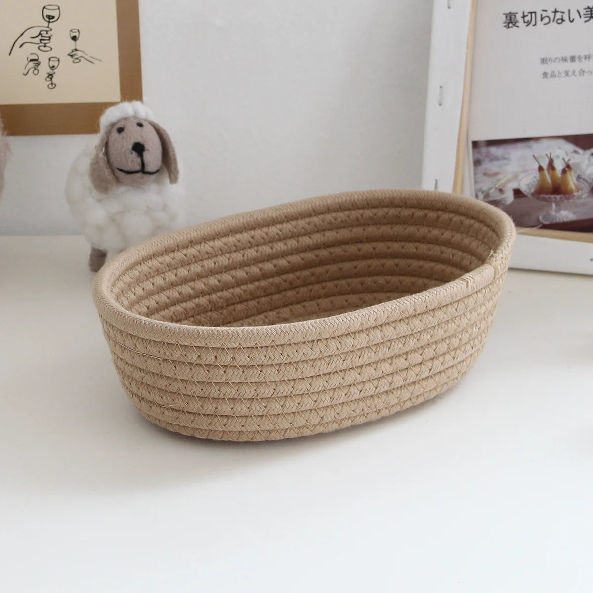 Woven Storage Baskets Multifunctional Desktop Sundries Cosmetics Kids Toys Organizer Box Desk Stationery Space Saving Cases