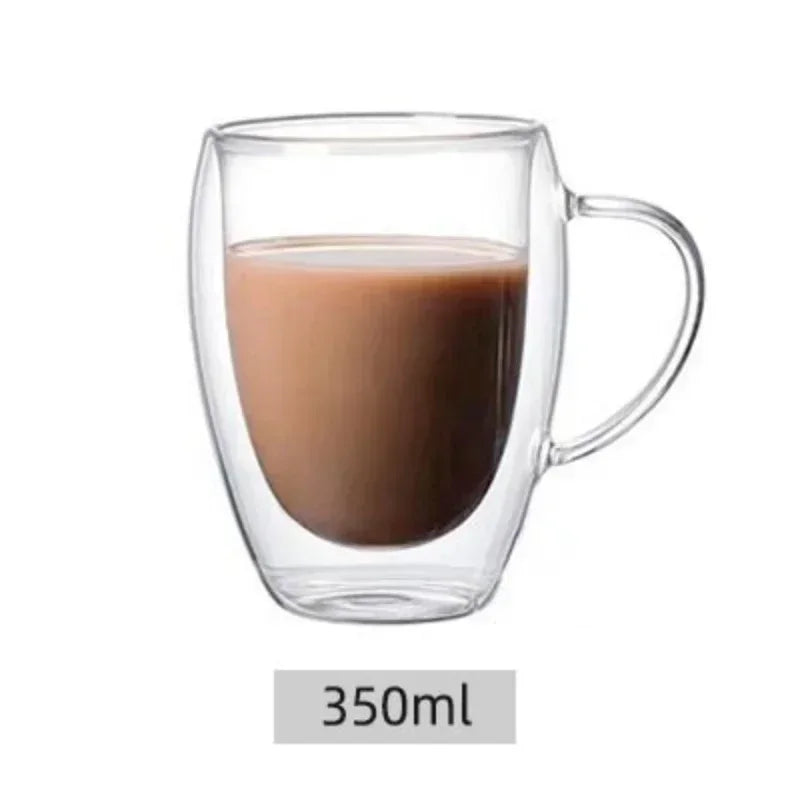 5 Sizes Double Wall Insulated Glass Cup Clear Espresso Coffee Mugs Handmade Beer Mug Tea Milk glass Whiskey Glass Cups Drinkware