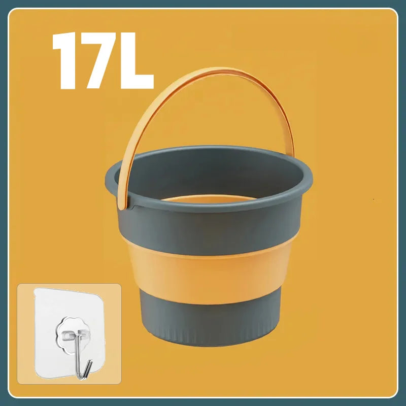 5/10/17L Portable Folding Bucket  Multifunctional Thickened Silicone Bucket for Car Washing and Fishing  Camping Folding Bucket