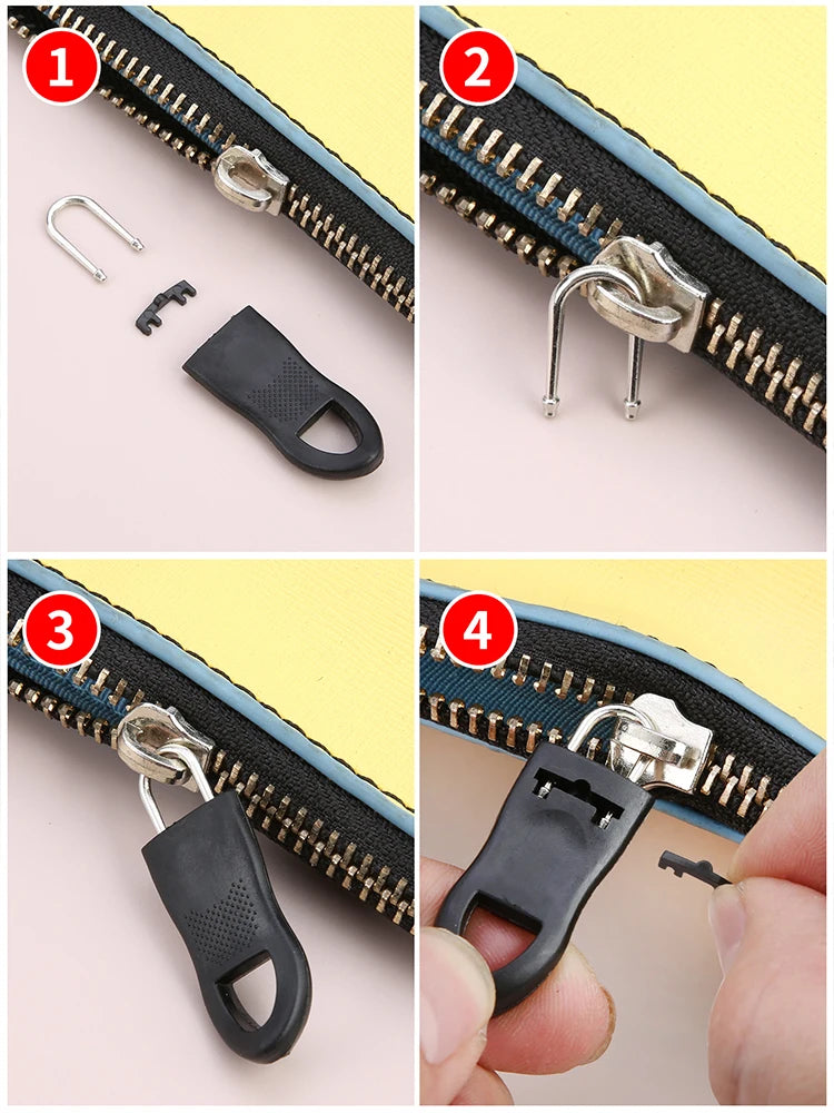 8/10pcs Replacement Zipper Head Tool-free Removable Zipper Puller for Luggage Schoolbag End Fit Rope Tag Clothing ZipFixerBroken