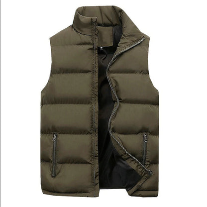 FGKKS Brand 2023 Winter Men Vest Parkas Cotton Casual Sleeveless Stand Thick Clothes Solid Color Vest Jacket Male