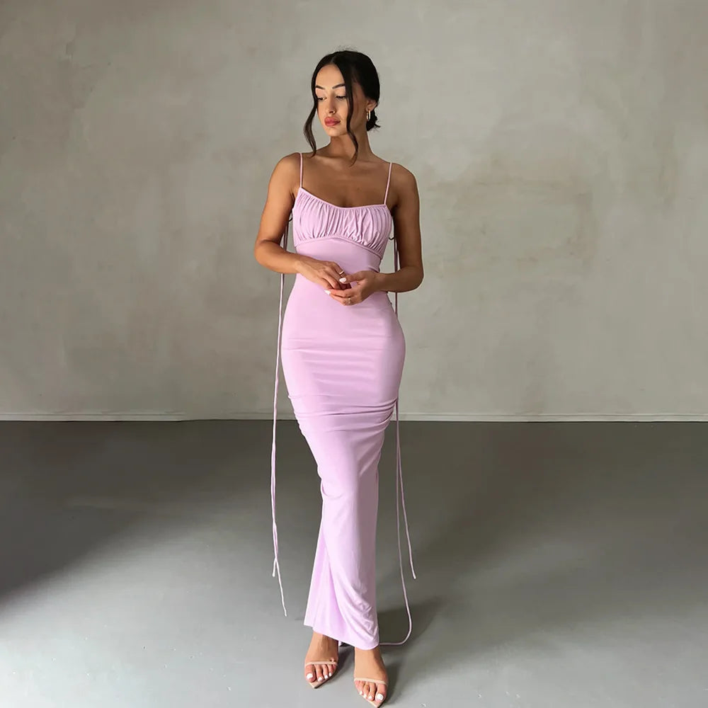 Tamera Spaghetti Strap Backless Maxi Dress