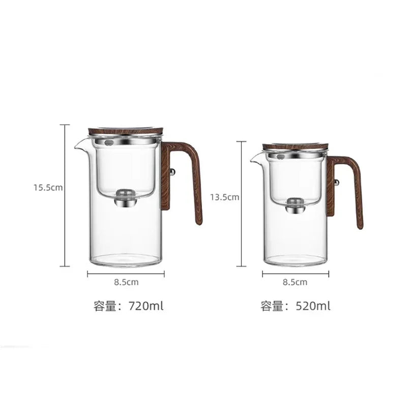 One Click Magnetic Switch Tea Separation Filtration Glass Tea Pot