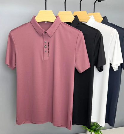 Brand high-end ice silk short sleeved men's POLO shirt 2024summer fashionable embroidery design top breathable and cool T-shirt