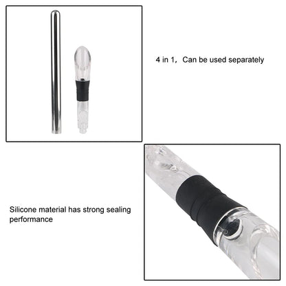 Wine Cooling Stainless Steel Frozen Stick Beer Chiller Stick Ice Wine Cooler 4 in 1 With Wine Pourer+Stopper+Cutter